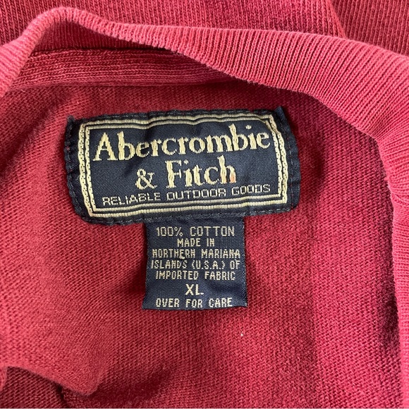 Vintage Abercrombie & Fitch Y2K XL Embroidered Logo T Shirt Preppy Long Sleeved - Picture 9 of 9